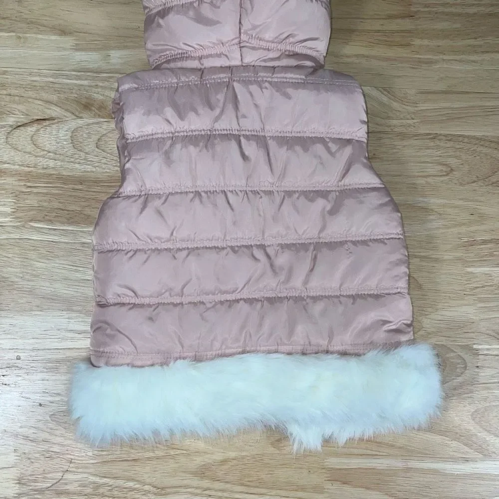 Lilly Wicket, Zip Up Puffer Vest, Faux Fur Lined Hood, Girls Toddler Baby 12M